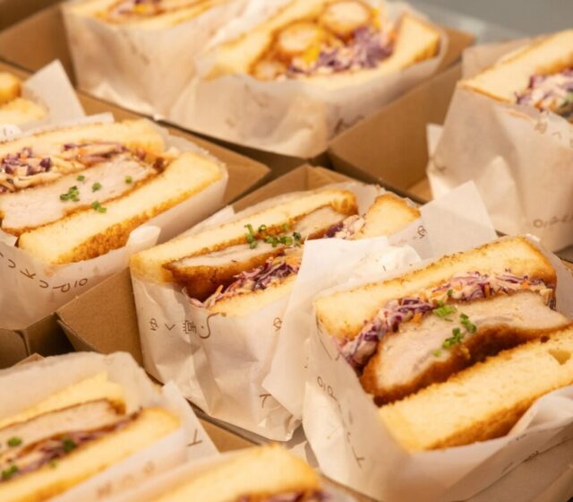 Katsu sandos boxed and ready for service