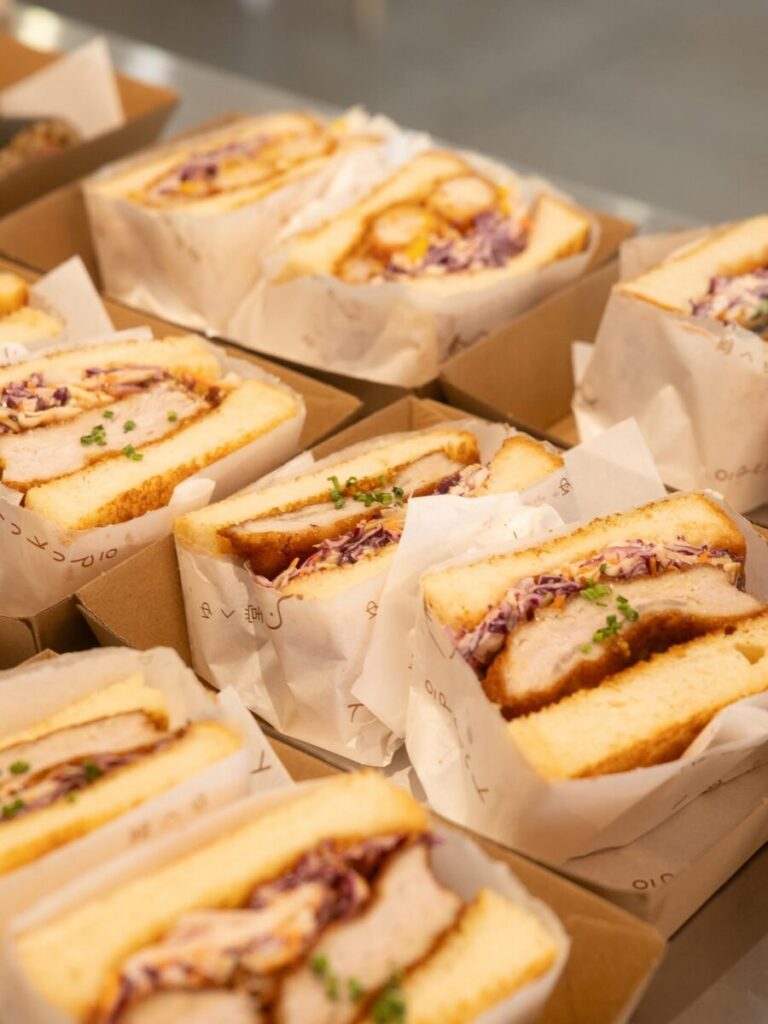 Katsu sandos boxed and ready for service